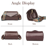 PALAY® Shoulder Bag for Women Crossbody Bag Vintage Brown PU Shoulder Bag Evening Bag Print Wide Shoulder Belt Design Snap-on Closure Multi Compartment Casual Shoulder Bag, 19x13x12cm