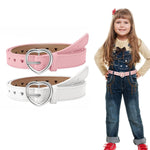 PALAY Kids Belt for Girls featuring 100cm PU Leather Heart Buckle Design in Black & Brown | Ages 6-12