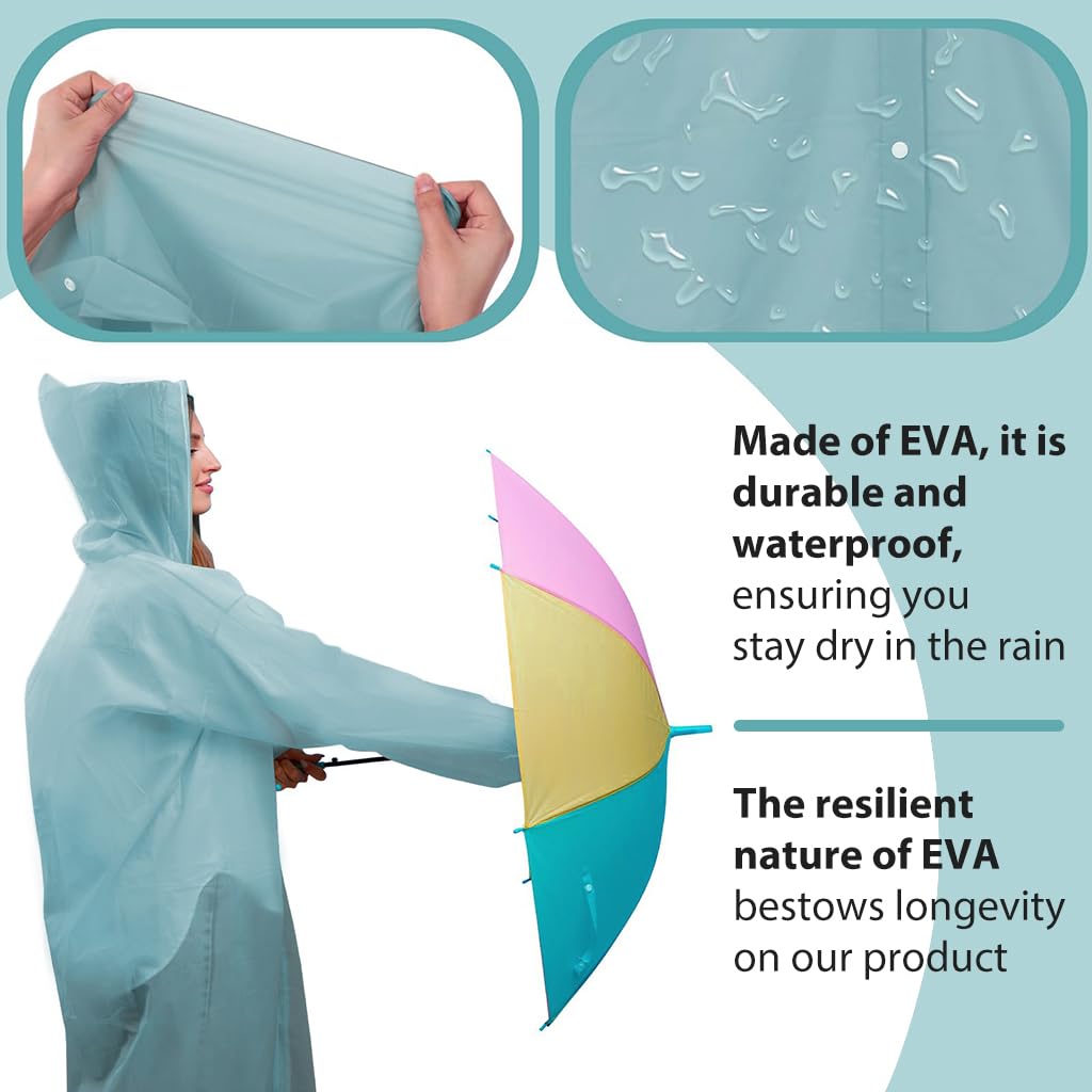 PALAY Rain Ponchos for Adults with Hood for Camping and Hiking | Reusable EVA Pack of 4