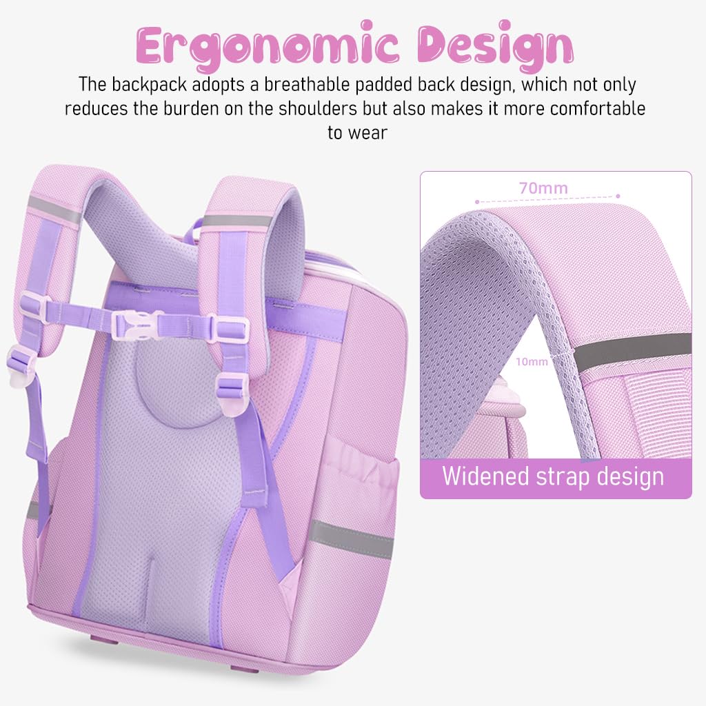 PALAY® School Backpack for Girls, Unicorn Cartoon School Backpack Girls Backpack for School, Travel, Camping, Burden-relief School Backpack for Kids 3-6 Years Old