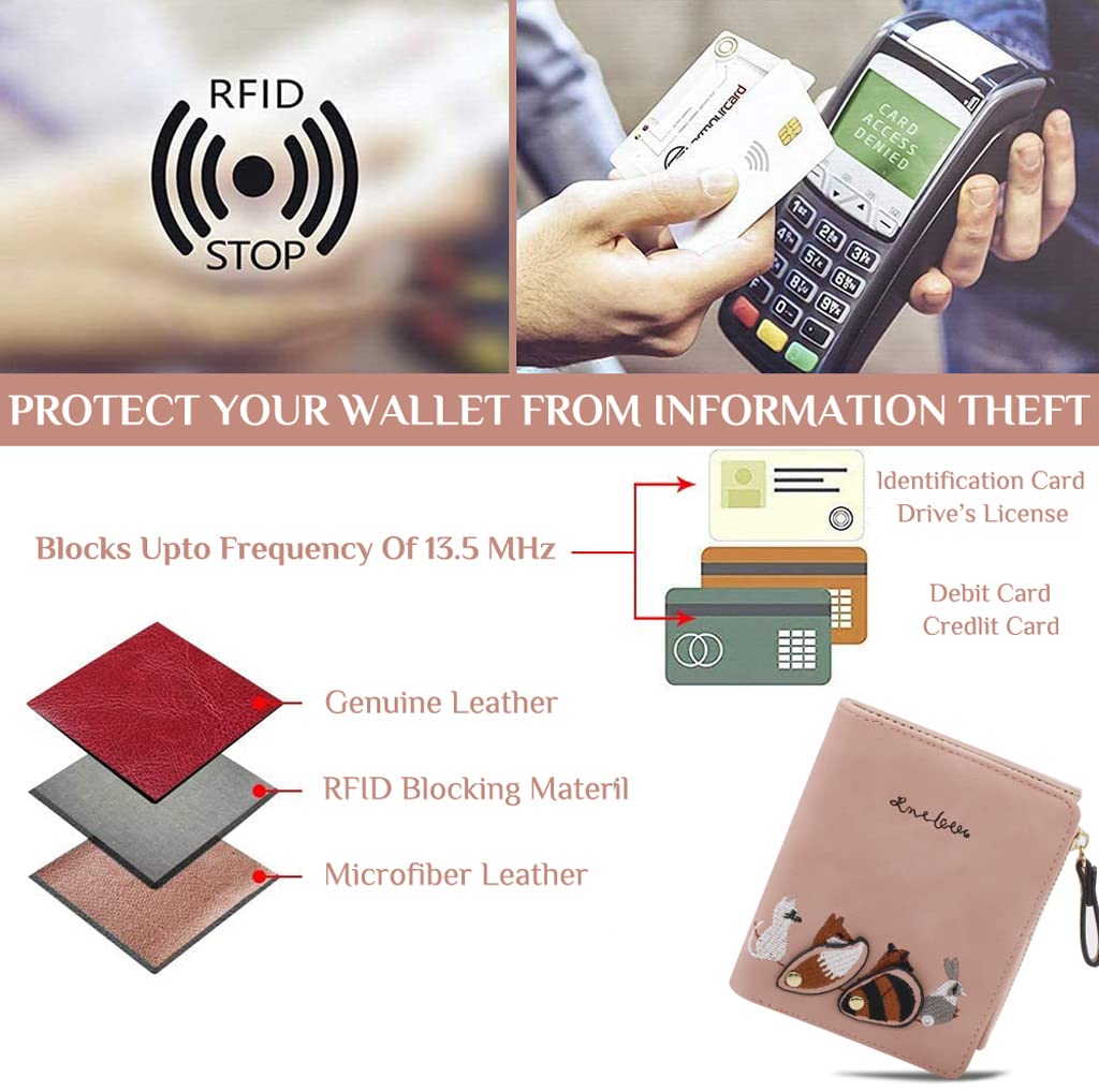 PALAY Wallets for Women for Daily Use with Smooth Zipper Pocket 12×9.5×2cm PU Leather Pink Purse