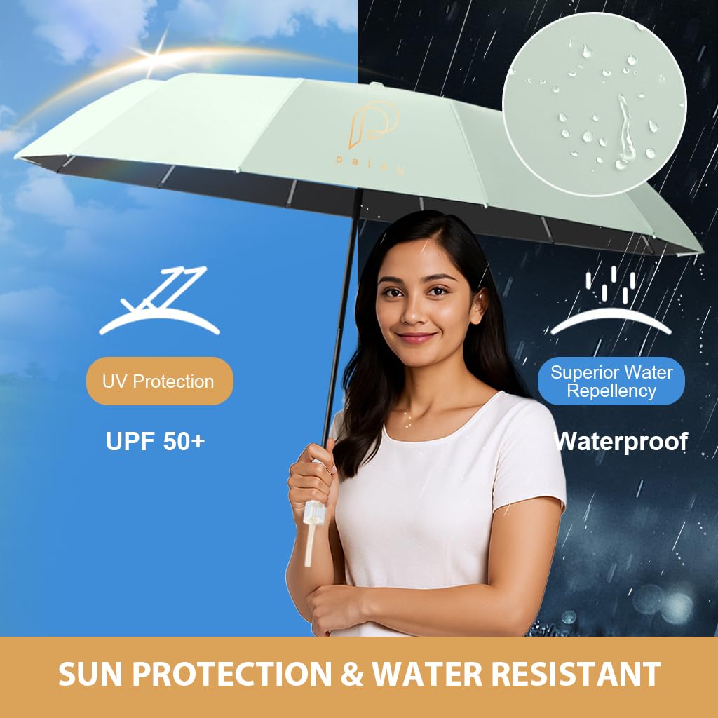 PALAY Umbrella for Sun Protection with 12 Ribs Reinforced Design and Mechanical Handle Green 2PCS