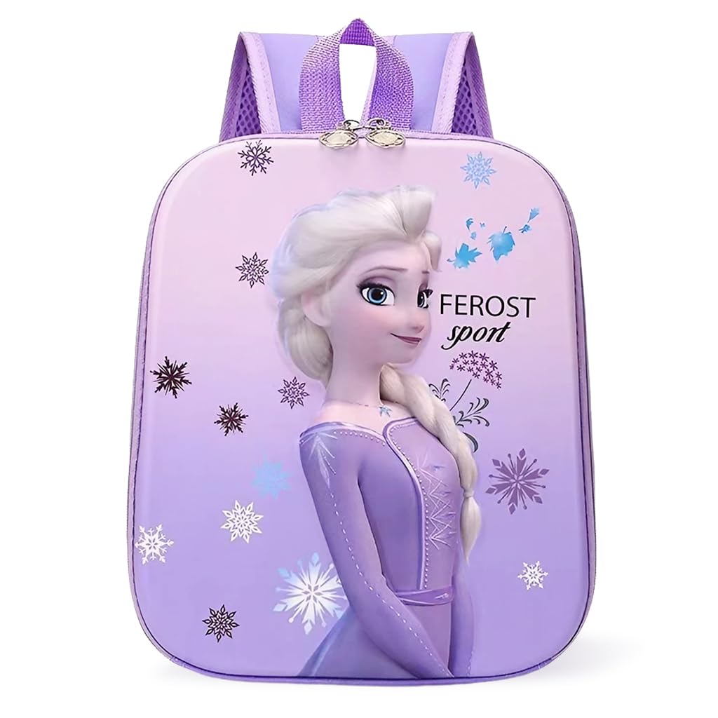 PALAY® Kindergarten Backpack for Girls Purple Princess Elsa Backpack for School Girls Small Waterproof Bookbag Backpack for Preschool Girls Children's Day Gift School Gift for Girls Age 2-5 Years