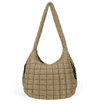 PALAY Soft Tote Bag for Work and Travel featuring Quilted Puffy Design in Brown | Versatile Shoulder and Crossbody Carryall