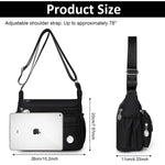 PALAY® Women Shoulder Bag Crossbody Bag Nylon Waterproof Bag Multi-pocket Women Sling Bag with Adjustable Shoulder Strap Fashion Bag for Women Satchel Handbag, Black, 25x21x10cm