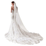 PALAY Bridal Veil for Wedding with Alloy Comb and Pearls 2.3m Pure White Lace | Women's Headwear