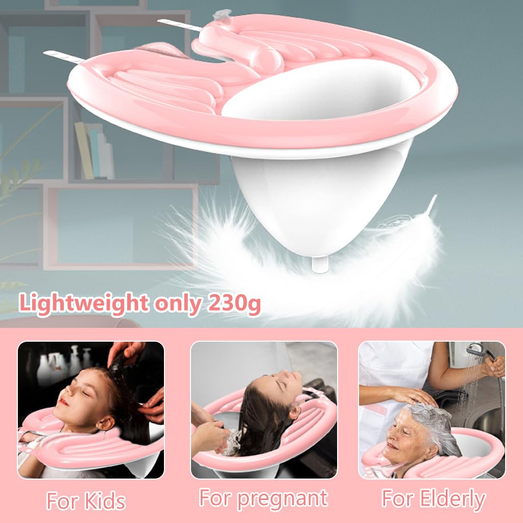 PALAY Inflatable Hair Washing Basin for Bedridden and Elderly with Drain Pipe and Adjustable Buckle