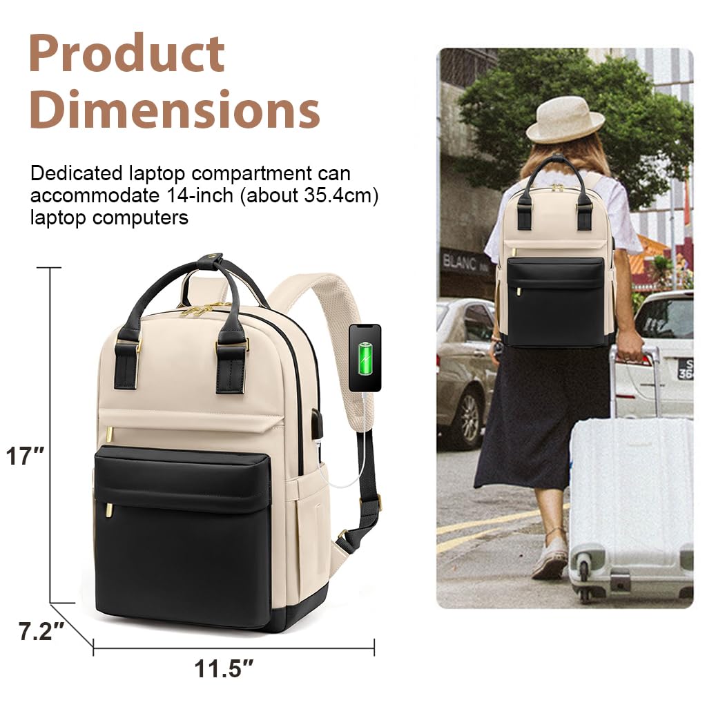 PALAY Laptop Backpack for Travel and School with USB Charging Port and Oxford Cloth | 15.6 Inch Women’s Fashion Contrast Design