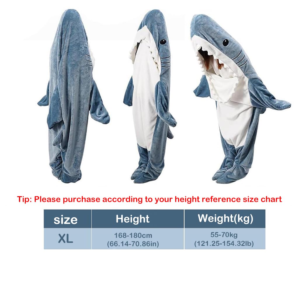 PALAY Shark Pajama for Sleepovers and Parties featuring Fun Open Mouth Design | Soft Flannel Wearable Blanket for Men and Women 168–180 cm