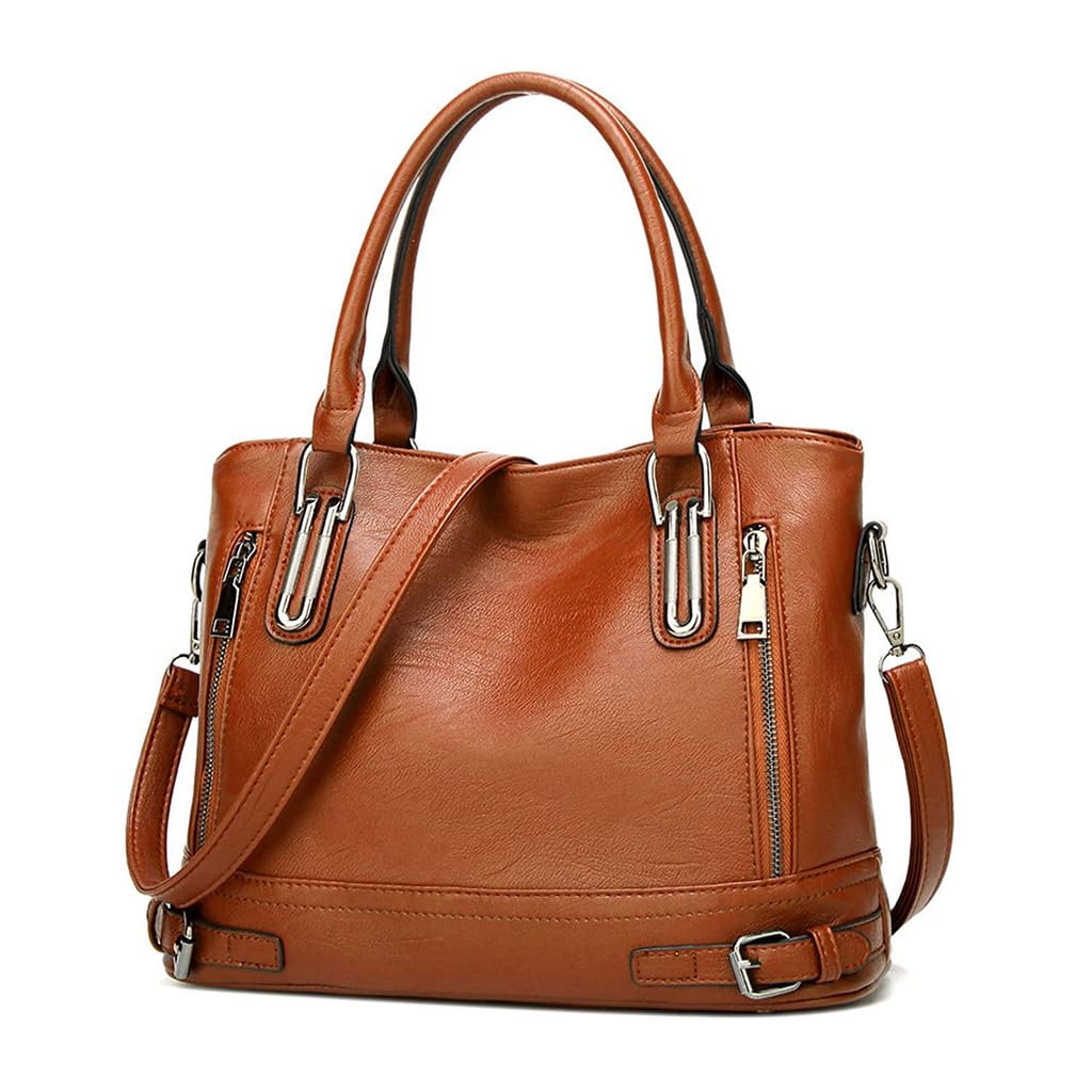 PALAY Women Tote Bag for Work and Travel featuring Removable Strap | Vintage Brown PU Leather Handbag