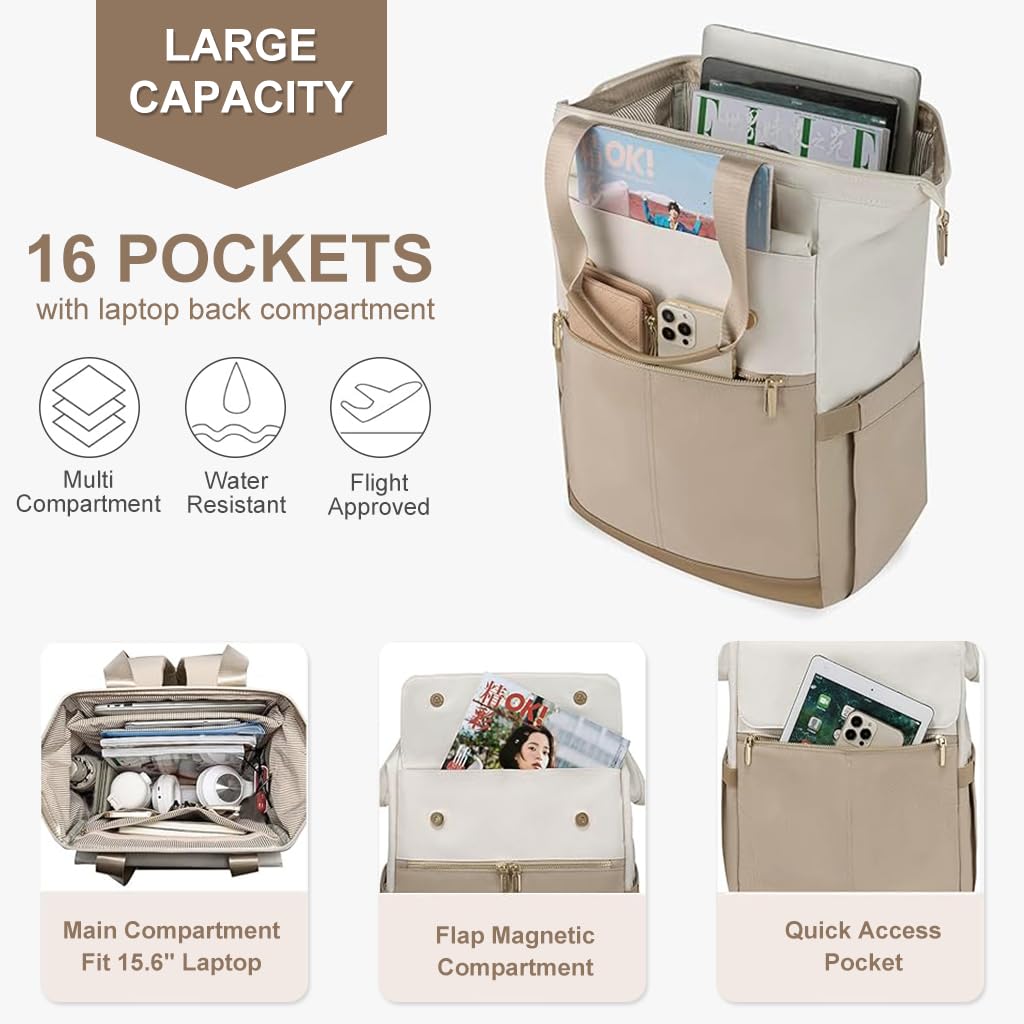 PALAY Laptop Backpack for Women featuring Dual Zipper Wide Open Design and Waterproof Oxford Cloth | Fits 15.6 Inch Laptop