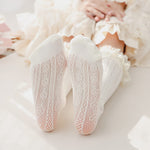 PALAY Lolita Lace Socks for Girls featuring Hollow Out Fishnet Design 22.44 in Length White
