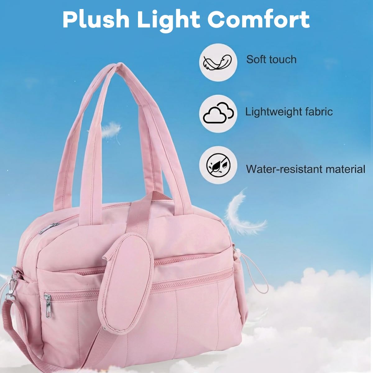 PALAY Women's Quilted Nylon Gym & Travel Duffel Bag