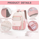 PALAY Girls School Backpack for Students with 32x22x46cm Storage Layer and Padded Straps | Waterproof Nylon Bag