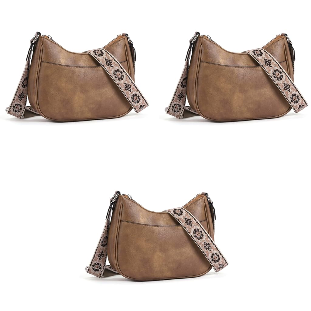 PALAY Women Satchel Bag for Daily Use featuring 10x7.8 in Size and Woven Embossed Strap | Solid Brown PU Crossbody