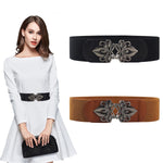 PALAY Belt for Women featuring 2.3 in Wide Elastic Waist Design with Retro Interlocking Buckle | Black and Brown Set