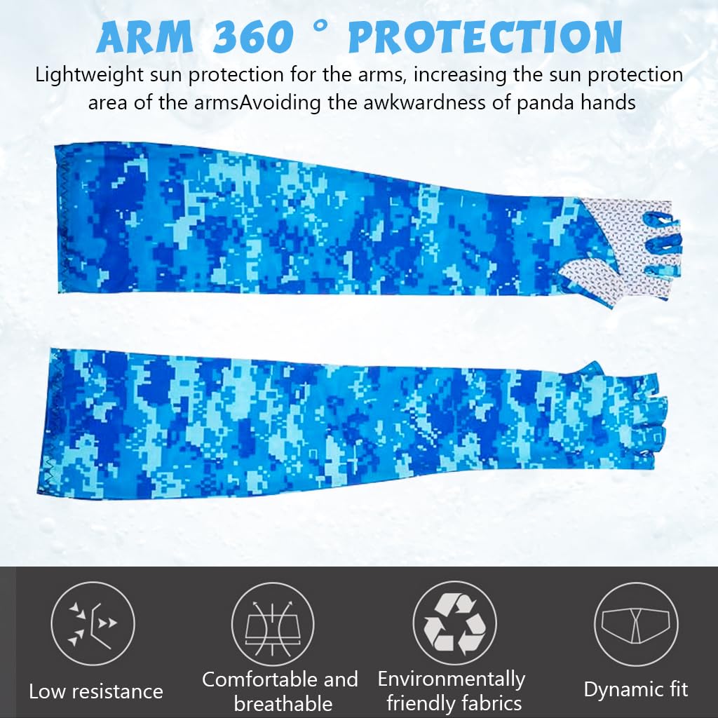 PALAY® Arm Sleeves UV with Compression & Cooling Effect, UV Protection Gloved Arm Sleeves for Men & Women Cycling Ice Arm Sleeve Fingerless Sun Compressionm for Golf, Baseball, Basketball