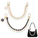 PALAY Bag Straps for Handbags with 10.2 in Dual Layered Pearl and Gold Chain | Set of 2