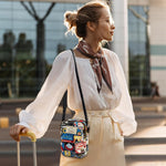 PALAY Cute Canvas Phone Sling Bag for Daily Use with 12x6x17 cm Multi Pocket Design | Vintage Cartoon Print Crossbody Pouch