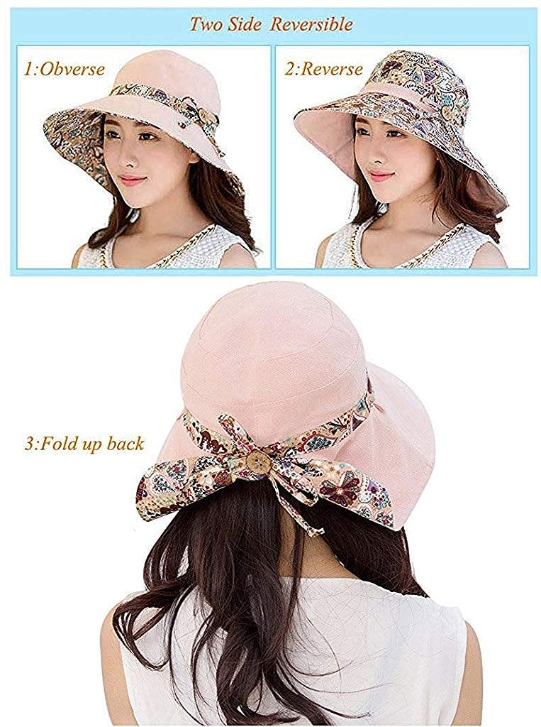 PALAY® Women Big Sun Hat Packable, Outdoor Beach Hat UPF50+, Reversible Summer Foldable Wide Brim Hat