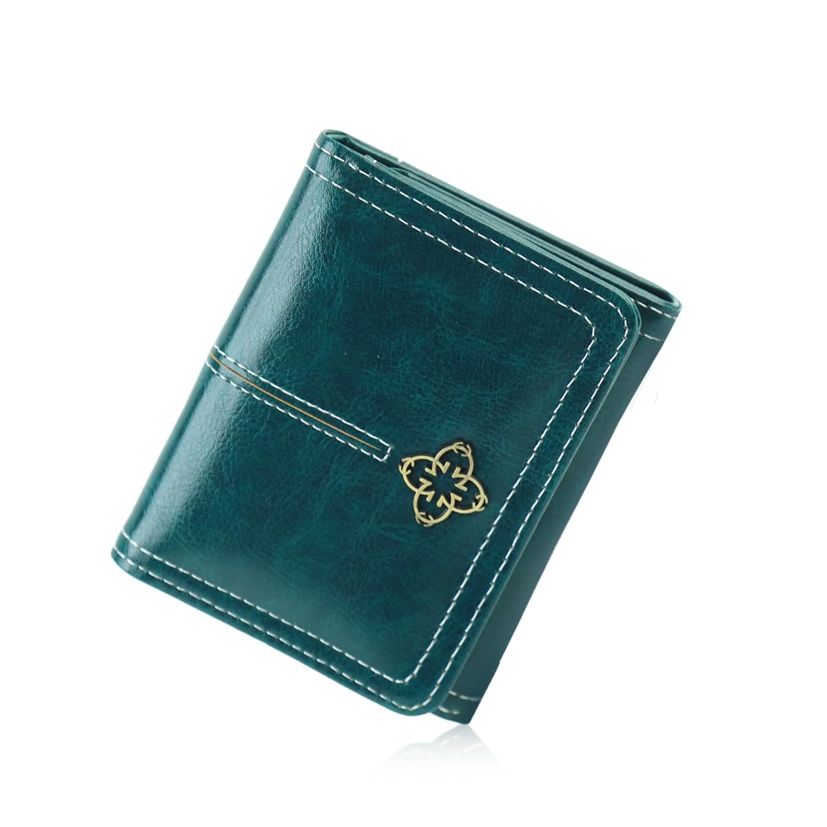 PALAY Small Wallet for Women with 8 Card Slots and RFID Blocking | Vintage Turquoise PU Leather Trifold Purse