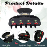 PALAY Hair Claw Clips for Women featuring Cherry Rhinestone Charms and Black Acrylic Style