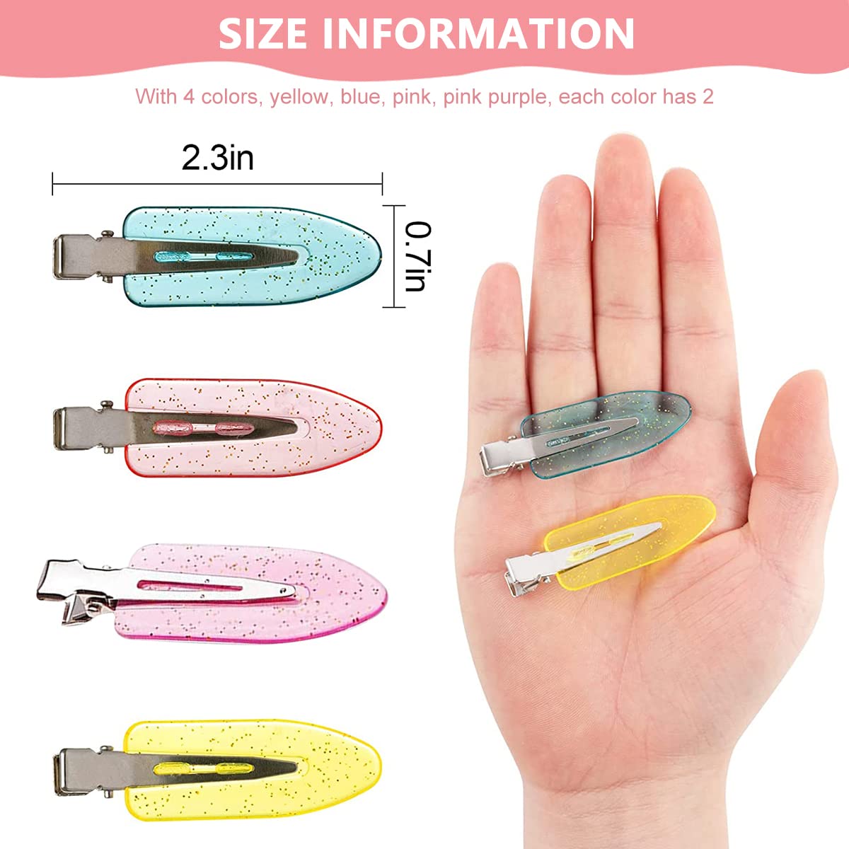 PALAY No Bend Hair Clips for Makeup and Hair Styling featuring 8pcs 6cm Resin Clips | Multicolor