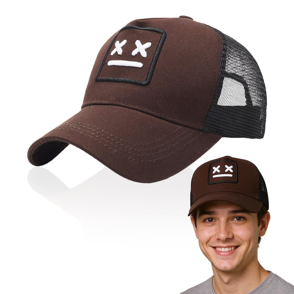 GUSTAVE® Cap for Men, Fashion Embroidered Baseball Hat with Breathable Mesh, Adjustable Fit, Superior Sun Protection, Durable Brown Outdoor Sports Casual Wear