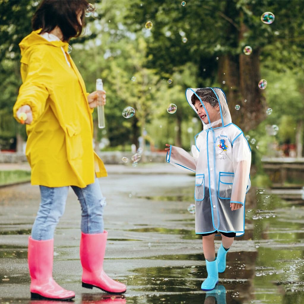 PALAY Kids Raincoat for School with Integrated Backpack Cover and EVA Cartoon Hood | 6–10 Years