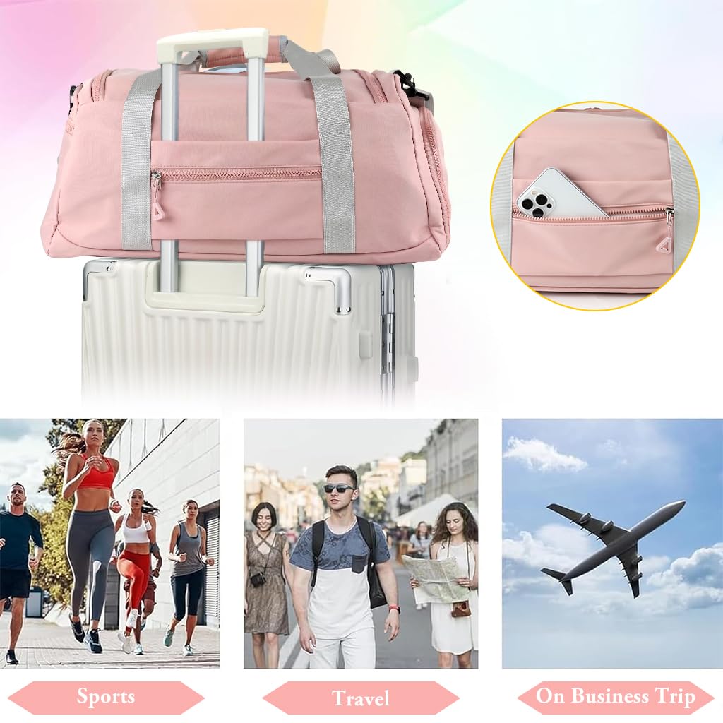 PALAY Gym Bag for Fitness and Travel with Shoe Compartment featuring Waterproof Oxford Cloth | Lightweight Shoulder Duffle in Pink