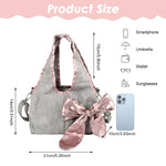PALAY Handbag for Woman featuring 21x10x14cm compact size with zippered strap & PVC body | Grey Pink Bow Shoulder Bag
