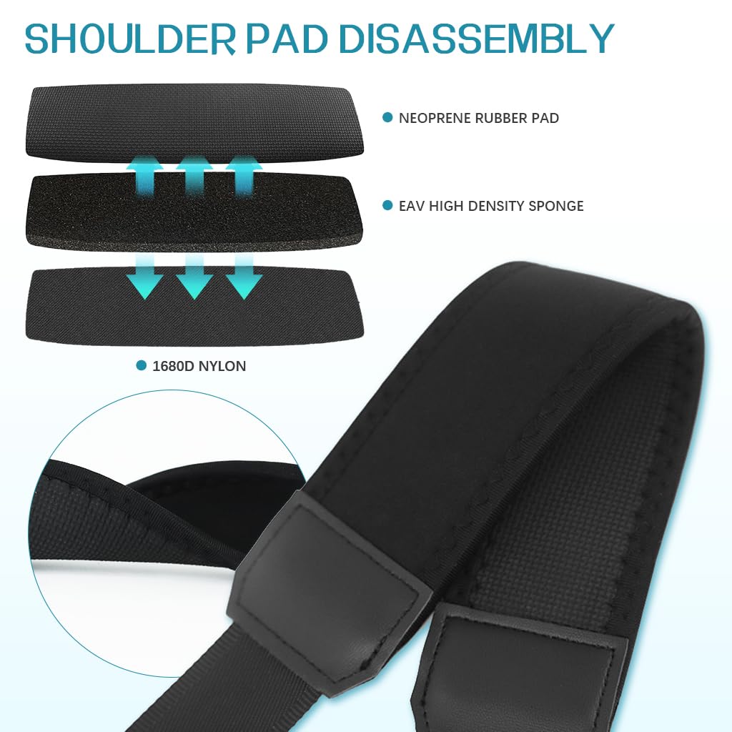 PALAY Shoulder Strap for Laptop and Camera Bags with Neoprene Padding and Metal Swivel Hooks