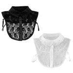 PALAY Fake Collars Shirts for Women with 4 Button Classic Style and Adjustable Straps | White & Black Lace Detachable Half Shirt