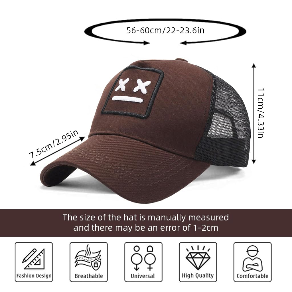 GUSTAVE® Cap for Men, Fashion Embroidered Baseball Hat with Breathable Mesh, Adjustable Fit, Superior Sun Protection, Durable Brown Outdoor Sports Casual Wear