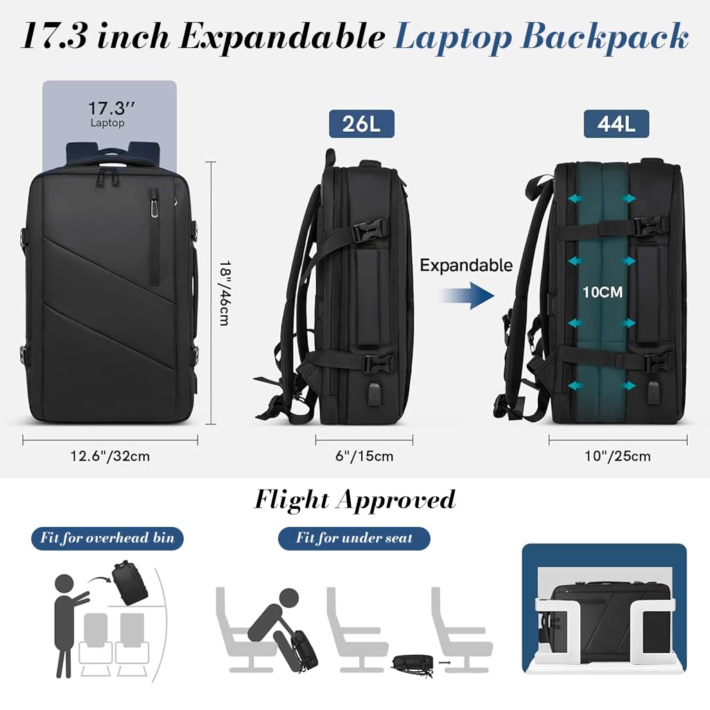 PALAY Laptop Backpack for Office and Travel with USB Port and 17.3 inch Compartment | Waterproof Oxford Bag