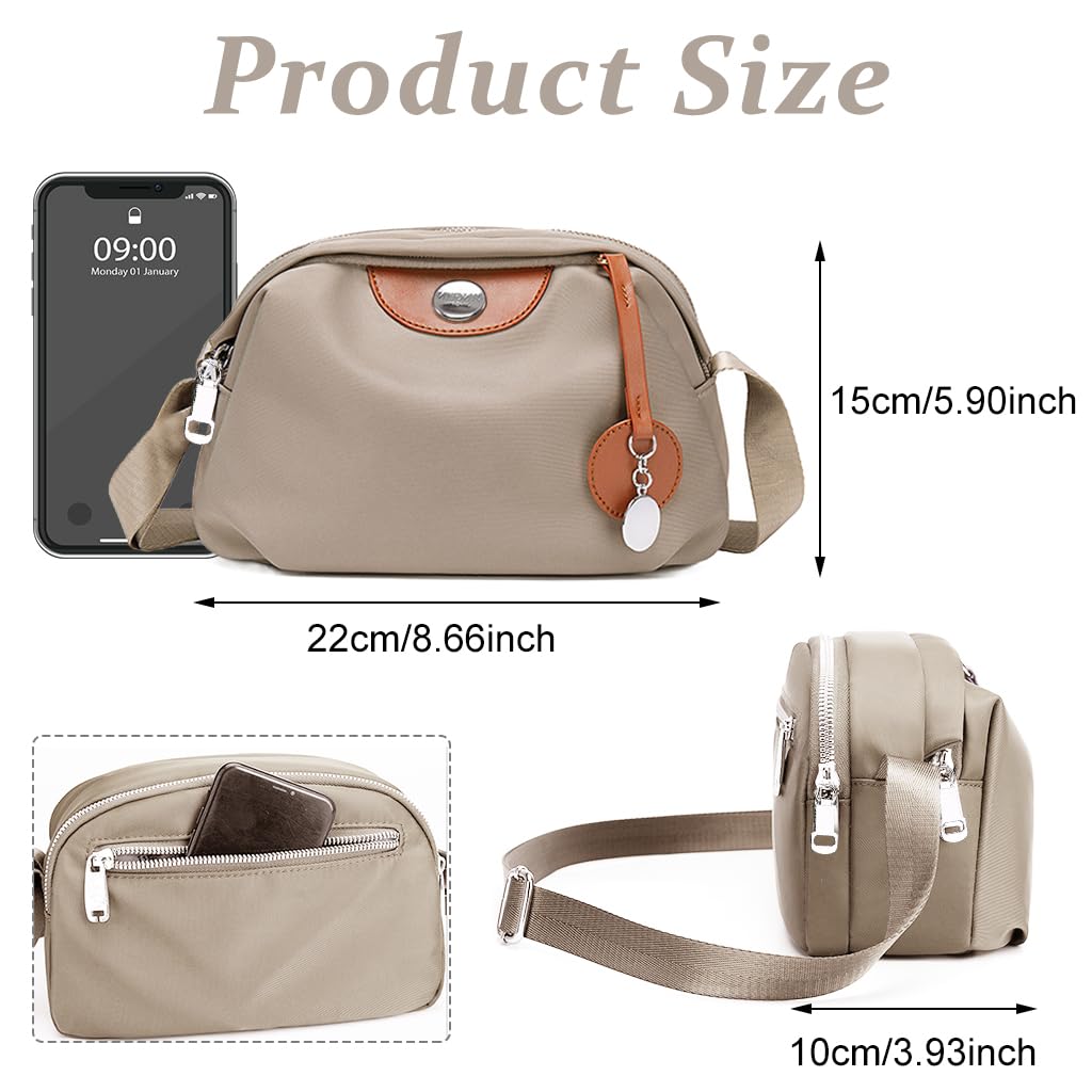 PALAY Crossbody Bag for Daily Use with Double Layer Zipper and Waterproof Nylon Material