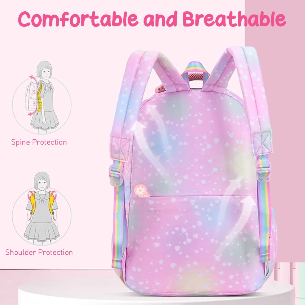 PALAY School Backpack for Girls with 2 Large Compartments and Burden Relief Straps | Pink
