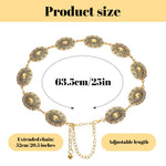 PALAY Belt for Women Dresses featuring Golden Metal Concho Disks Adjustable Waist Chain | Boho Vintage Style 2 PCS