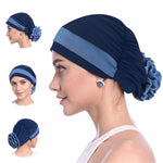 PALAY Flower Turban Cap for Women featuring Side Flower Design and Soft Stretch Fabric | Elegant Chemo Beanie and Sleep Hat