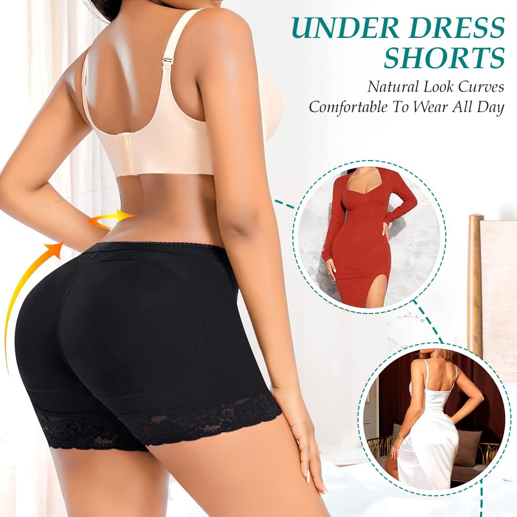 PALAY Womens Padded Underwear for 28‑30 in Waist with High Waist Hip Pad Enhancer | 3PCS Black