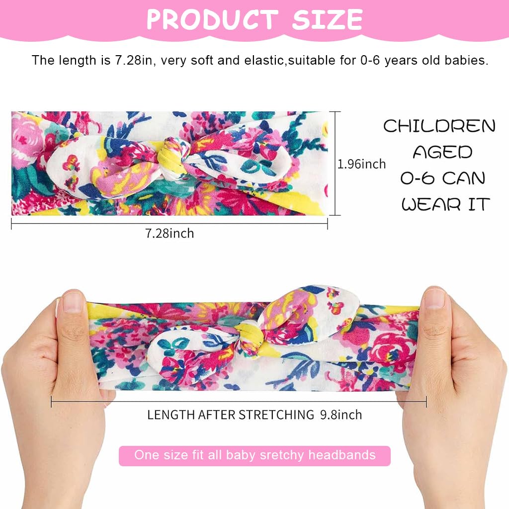 PALAY Girl Headband Set for Daily Wear with Stretchy Knotted Turban | 6pcs Floral Bows