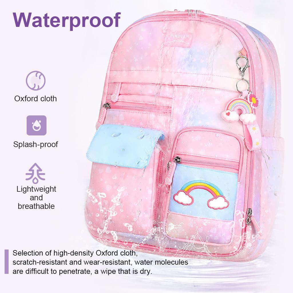 PALAY® School Bag for Girls and Boys Waterproof Stylish Durable Kids Bag Burden Relief Cartoon School Backpacks for Kids Birthday Gift Backpack for School, Picnic (6-12 Years Old) - Pink