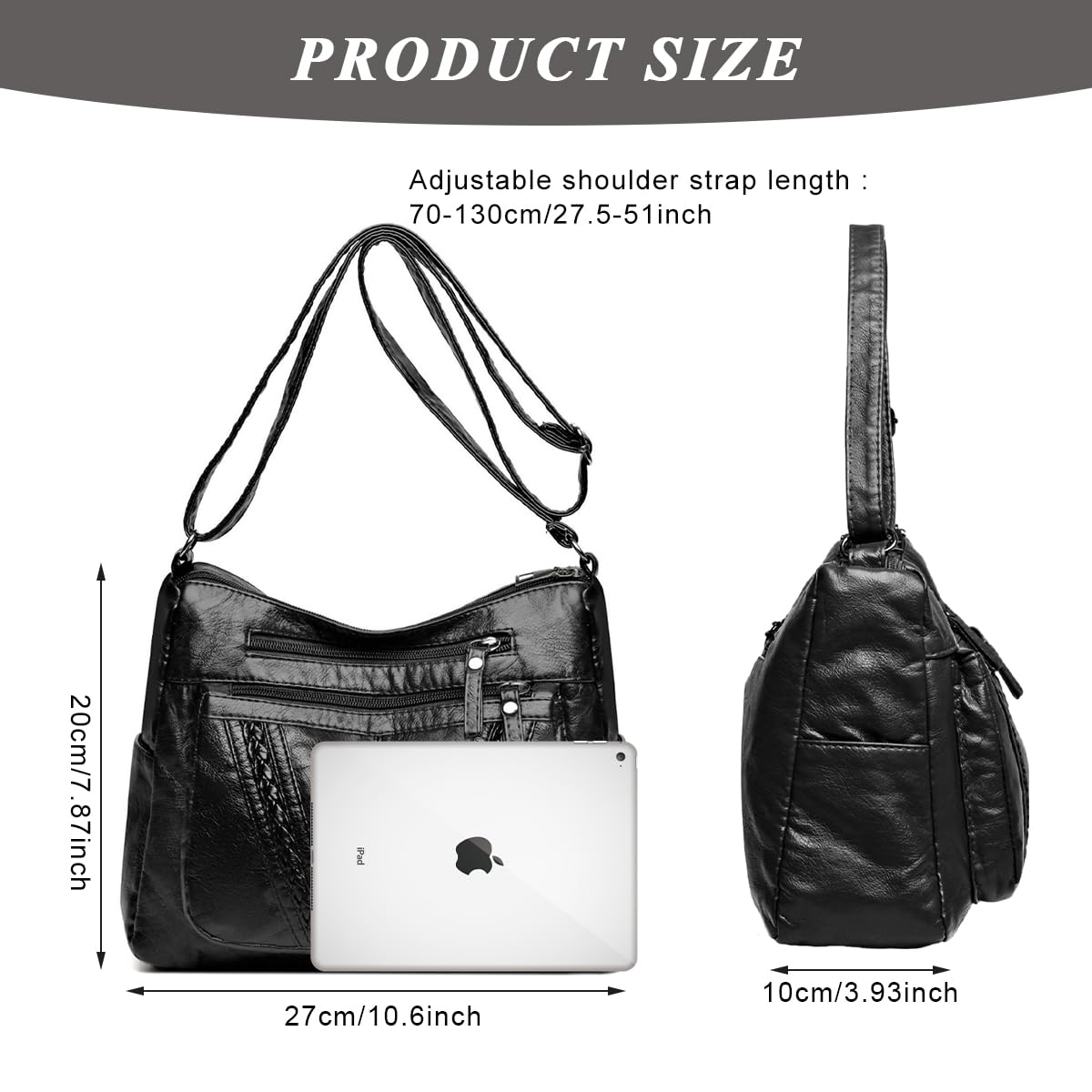 PALAY Shoulder Bag for Women with Multi Layer Compartments 28x10x22cm PU Leather | Crossbody and Travel Tote
