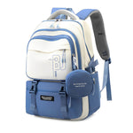 PALAY Girls Backpack for School and Travel with Multi Compartments Blue Nylon 3 PCS Set