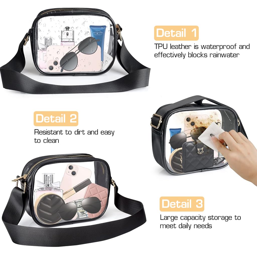 PALAY Crossbody Bag for Women with Adjustable Strap and 7.8x2.76 in Capacity | Transparent PU Frame Design