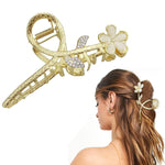 PALAY Hair Claw Clip for Women featuring Strong Spring Design and Rhinestone Flowers | Alloy French Updo Accessory