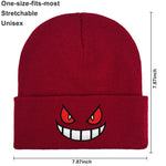 PALAY Winter Beanie Hat for Men and Women featuring Demon Emoji Design and Red Knit | Cozy Holiday Gift