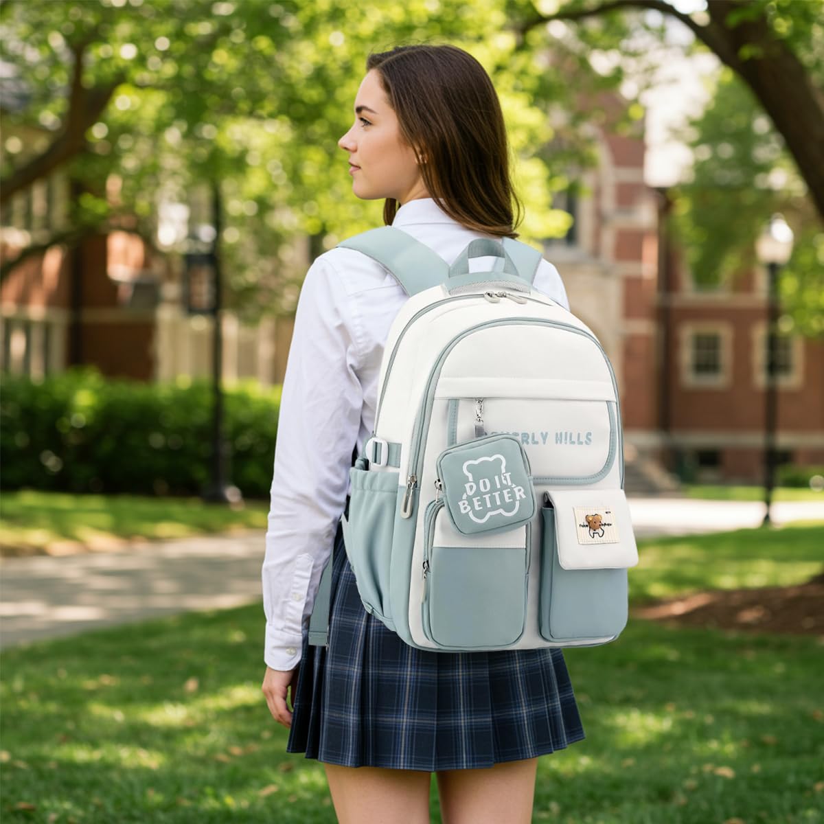 PALAY School Backpack for Girls with Wheels featuring 6‑Wheel Trolley & Retractable Handle