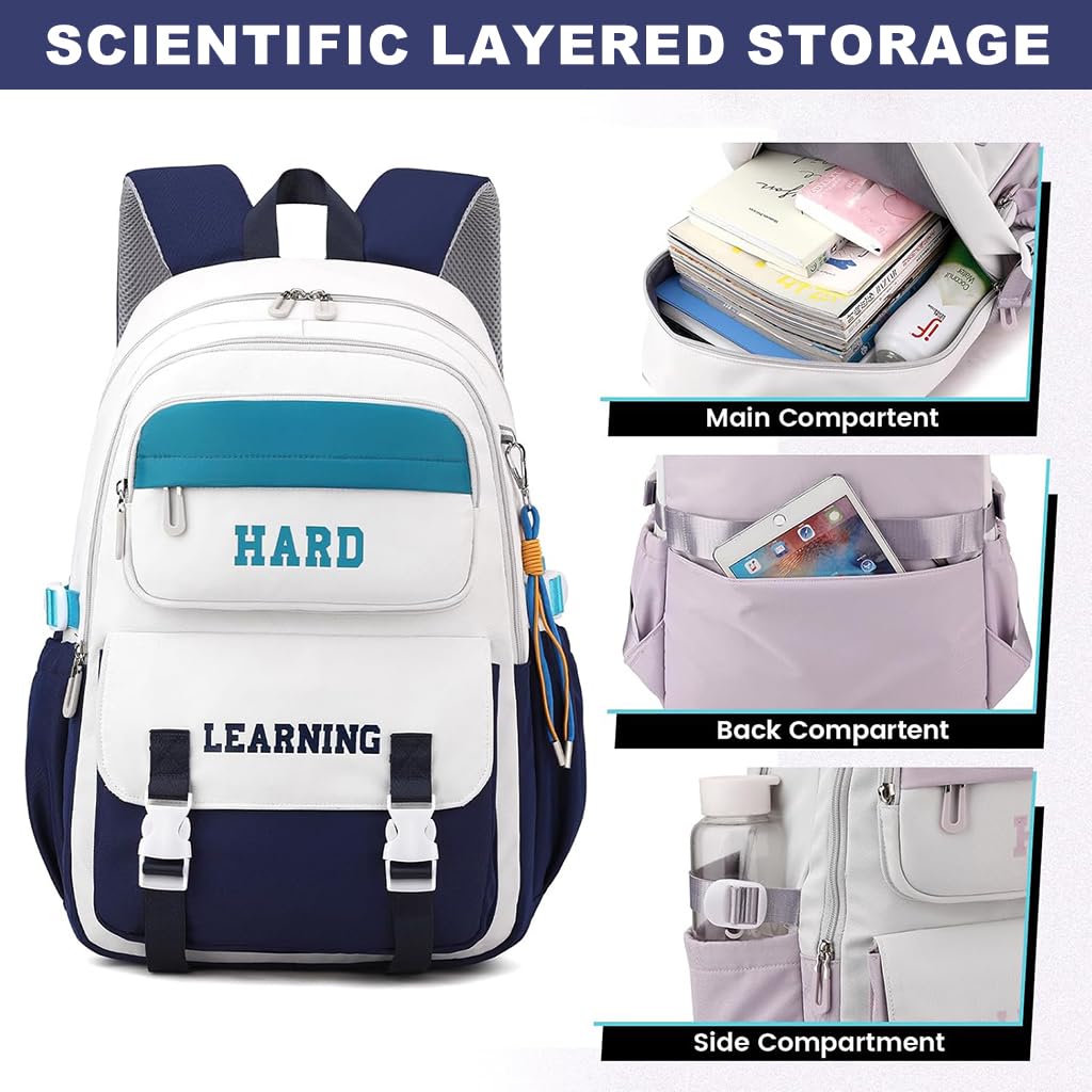 PALAY School Backpack featuring Multi Compartments for 15.6 in Laptop with Waterproof Oxford Cloth | Comfortable Padded Straps for Girls