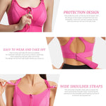 PALAY® Sports Bra Women Zip-up Sports Bra for High-impact Activities One Piece Breast Pads Adjustable Sports Bra Fashion RacerbackSports Bra for Running, Cycling, Aerobics, Boxing, XL, Pink